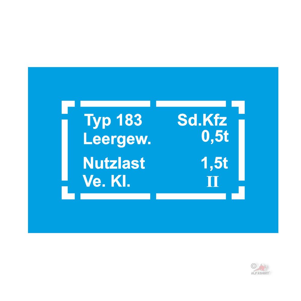 Paint Stencil Sticker Sd.Kfz Nameplate for VW Iltis 183 BW 30x18cm A577