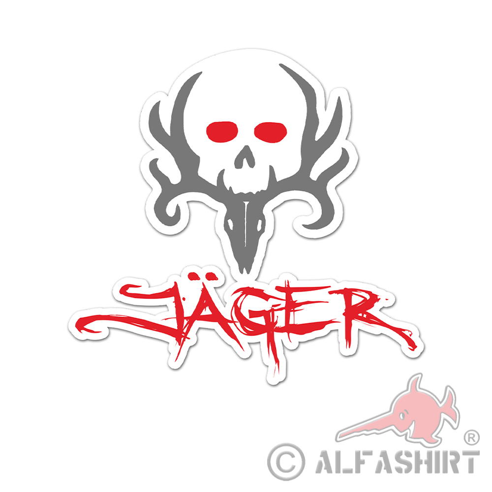 Aufkleber/Sticker Jäger Skull Jagd Förster Geweih Weidmann Schädel 10x9cm A3560