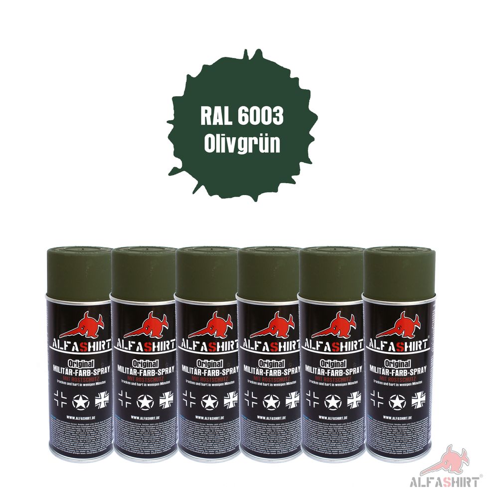 Ral 6003 NVA DDR Set x6 Farbspray Olivgrün- Apfelgrün Stahlhelm #25395