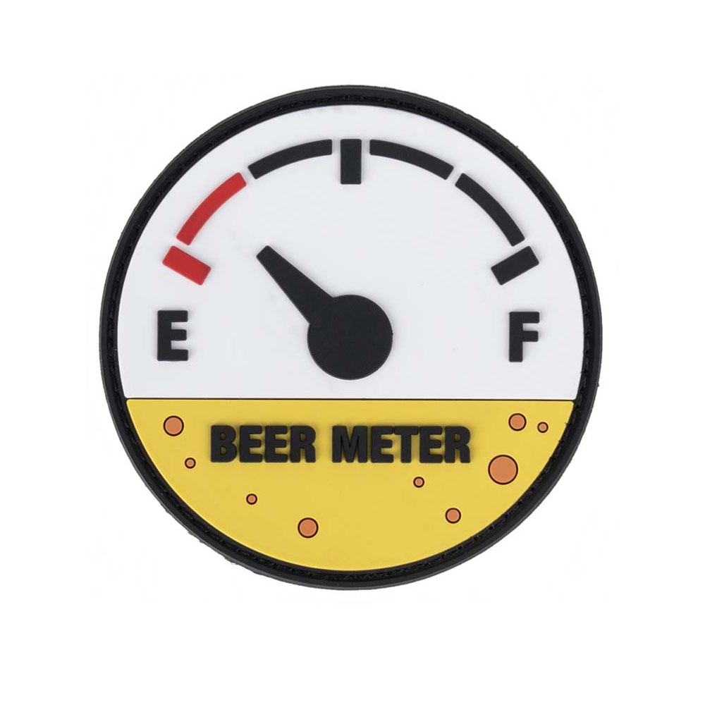 3D Patch Beer Meter Bier Meter Anzeige trinken Party Rubber 8x8cm  #43641