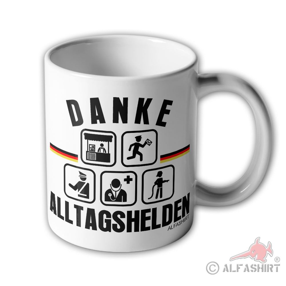 Tasse DANKE Alltagshelden Home Office Kriese Verkäuferin Postbote Polizei #34163