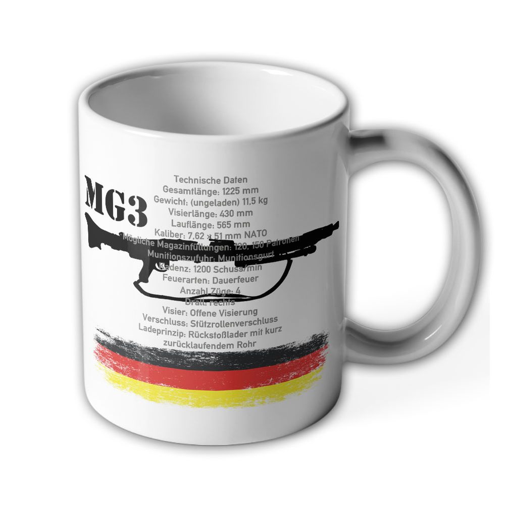 Tasse MG3 Technische Daten - Reservisten Maschinengewehr 1200 Schuss Bundeswehr #26162
