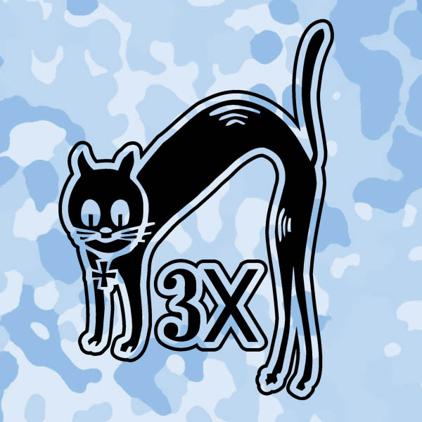 Sticker Aufkleber 3 x schwarzer Kater Nr 1 10x7cm #A056