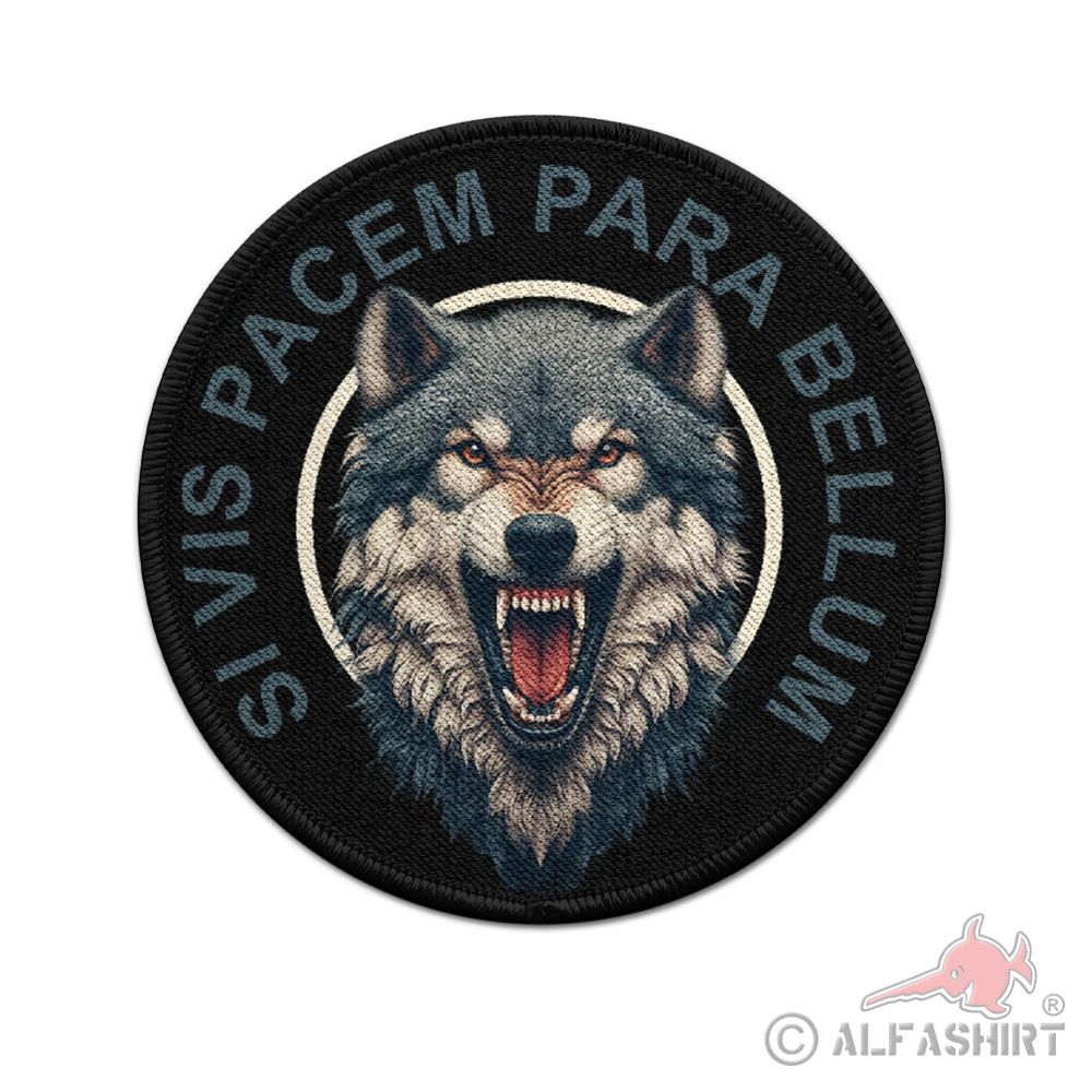 Patch SI VIS PACEM PARA BELLUM Wolf Head Maul Airsoft Uniform Velcro #44276
