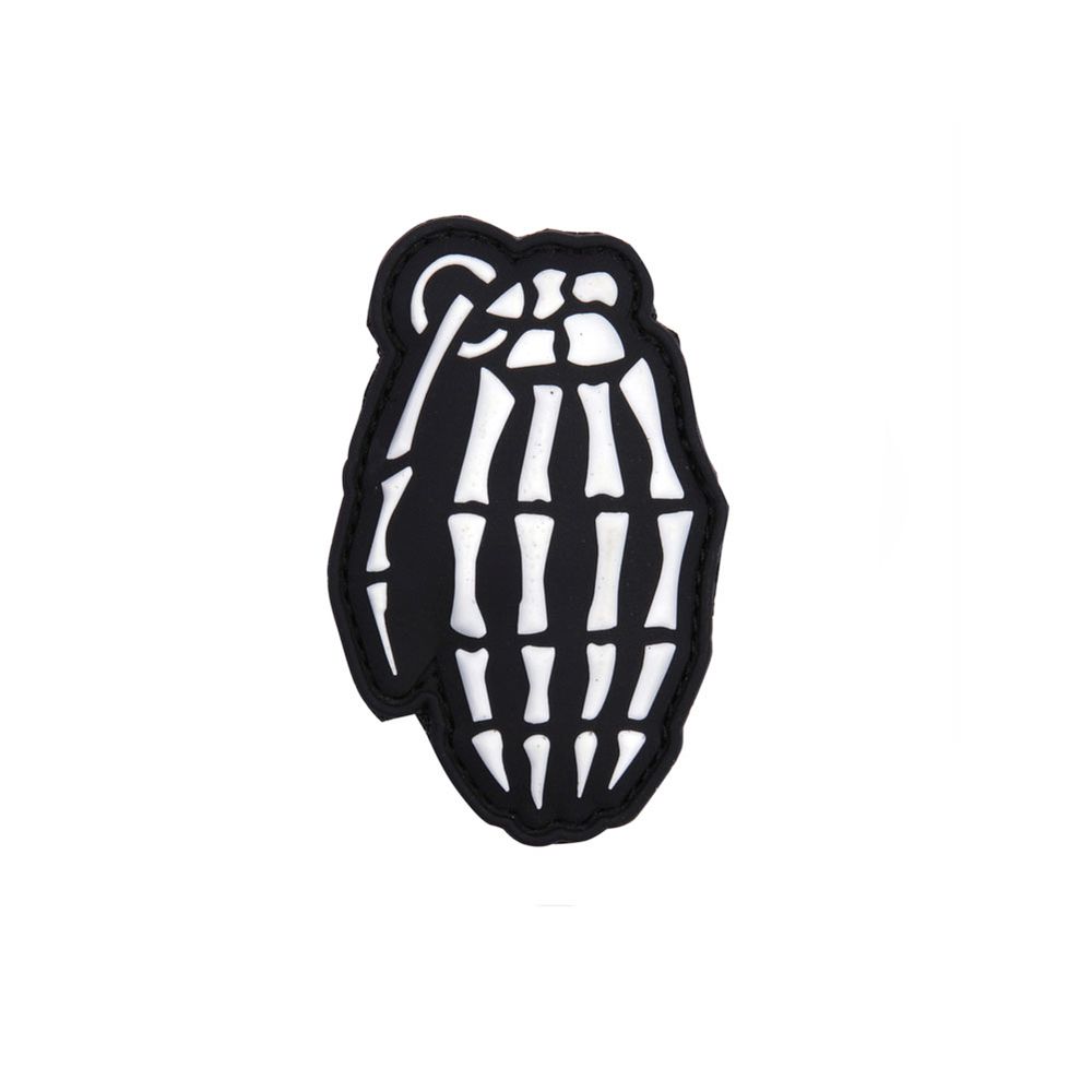 Patch Granate 3D Rubber Skelett Hand Waffe Aufnäher Morale 7,5x5cm #23282