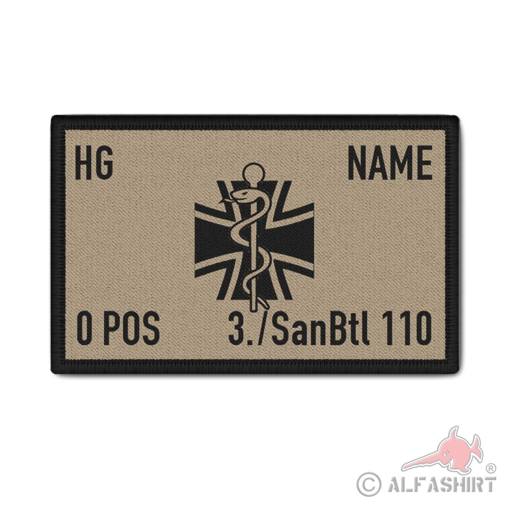 Patch 9,8x6cm Bundeswehr Sanitätsdienst Dienstgrad Name #39711
