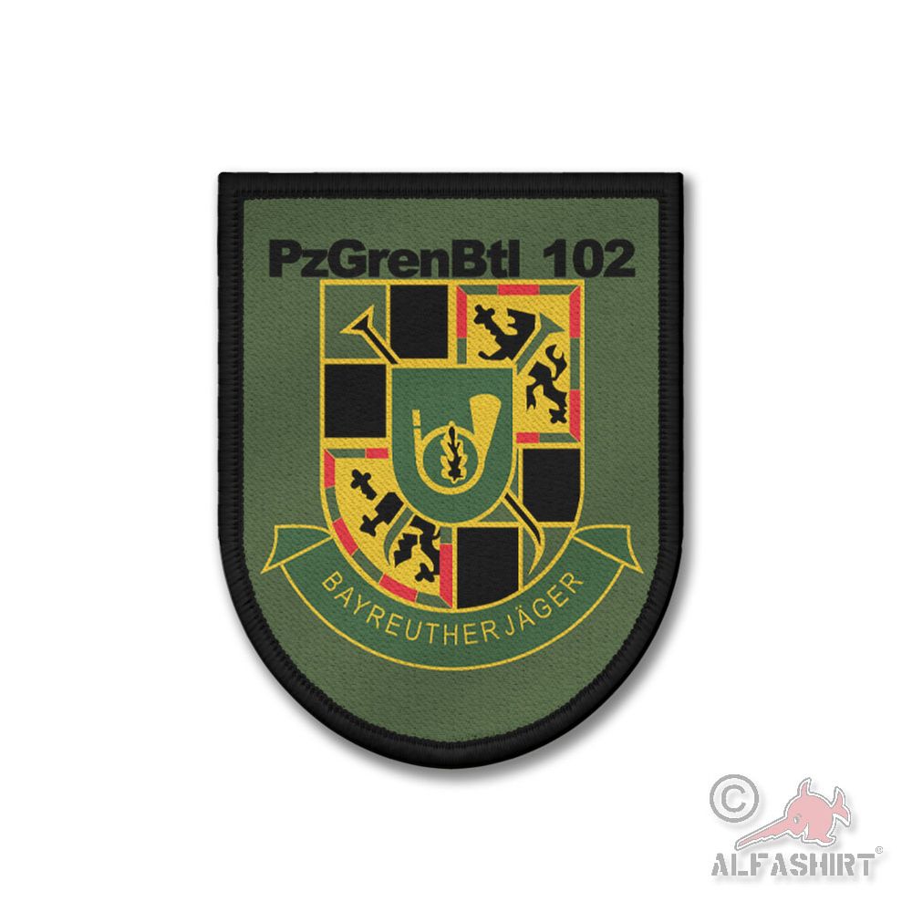 Patch Olive PzGrenBtl Panzergrenadierbataillon 102 Bayreuth Jäger Coat of Arms #45260