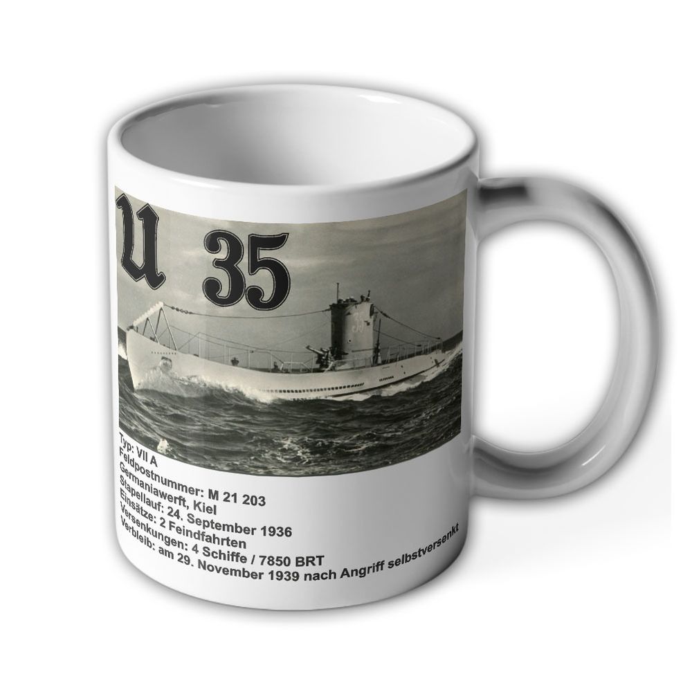 Tasse U-Boot 35 U35 Marine 1939 Typ VII A Germaniawerft Feindfahrt#1674