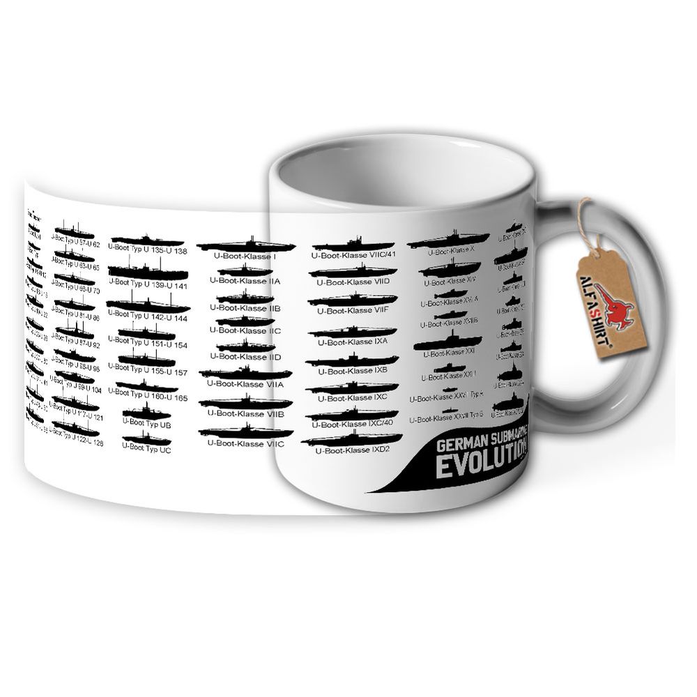 Tasse German Submarine Evolution Bundeswehr Bundesmarine Marine U-Boote #42329
