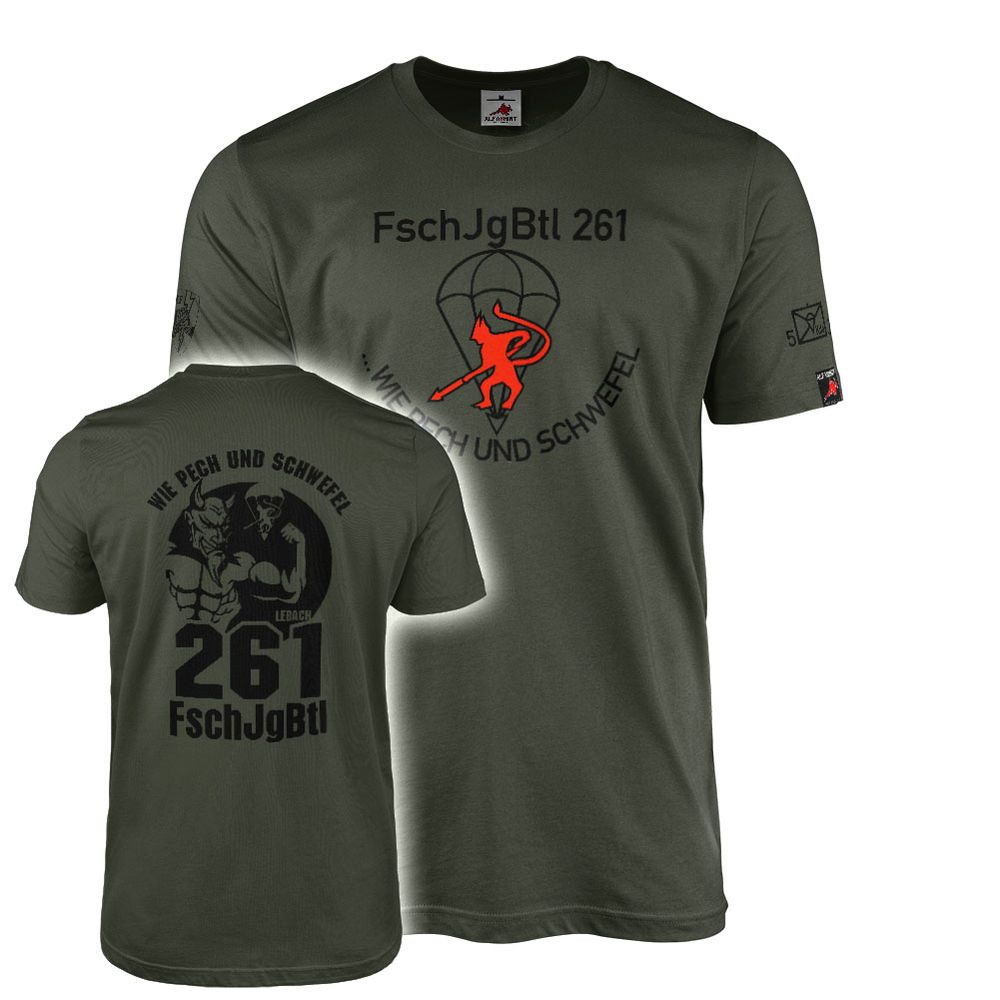 T Shirt FschJgBtl Fallschirmjägerbataillon 261 Wie Pech und Schwefel #45591