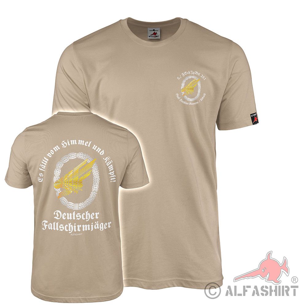 T-Shirt sand 5 Company FSchJgBtl 261 Paratrooper Battalion Saarland #41684