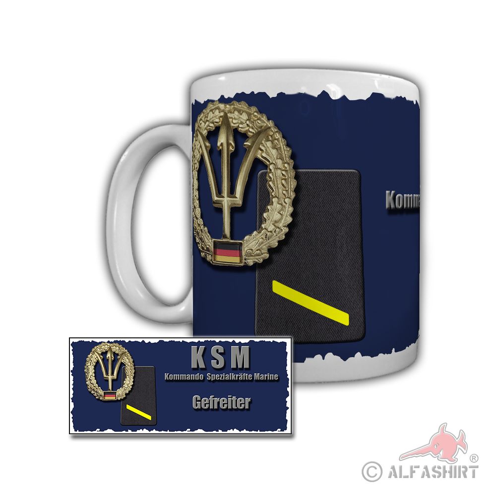 Tasse KSM Gefreiter Marine Seebataillon SEK M Rangabzeichen Bundeswehr #29273