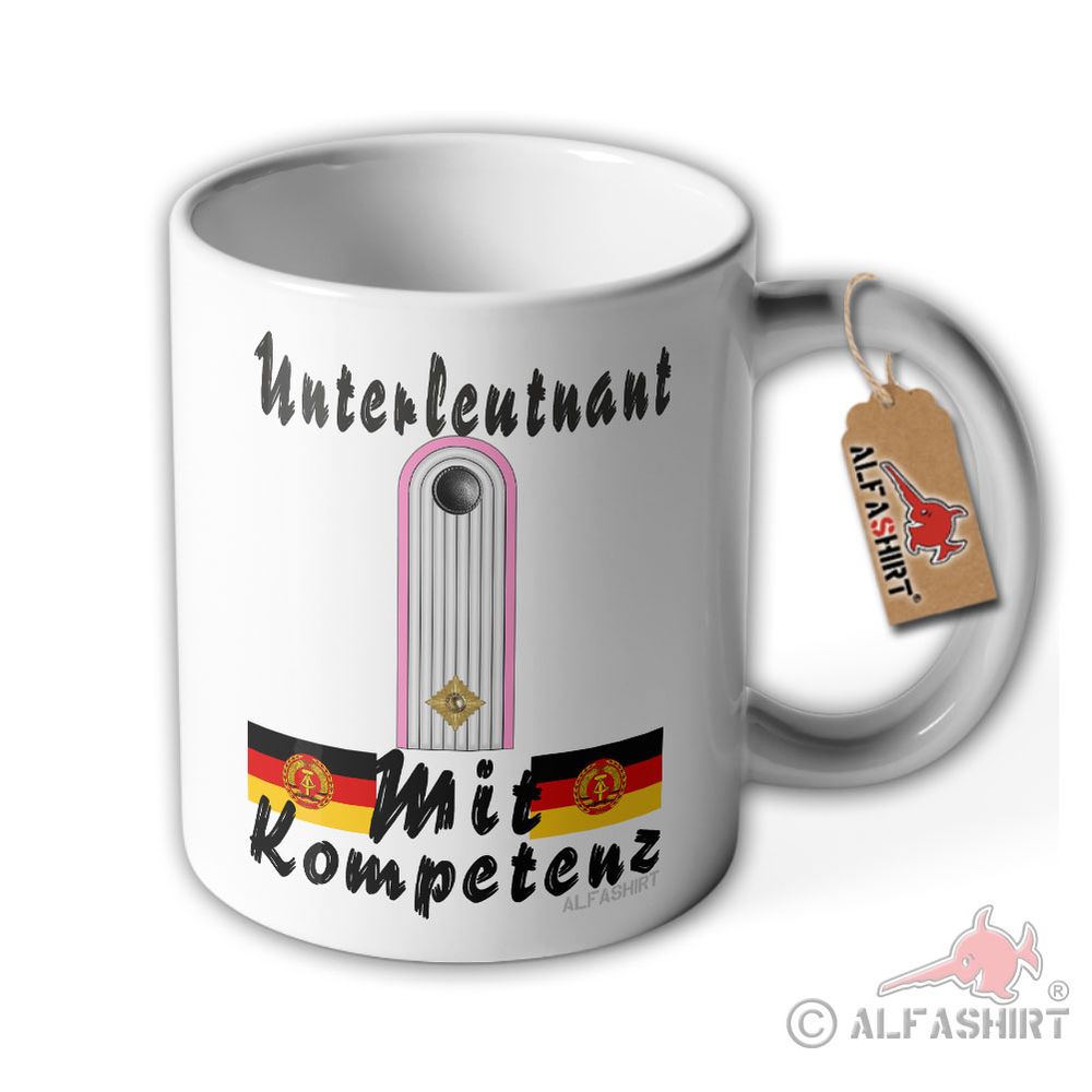 Tasse Unterleutnant Panzer Kraftfahrzeuge DDR Genosse Schulterklappe #40618