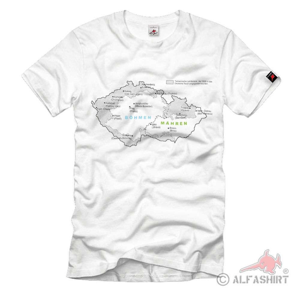 Map Sudetenland Borders Country Czech Republic Map - T Shirt # 2259