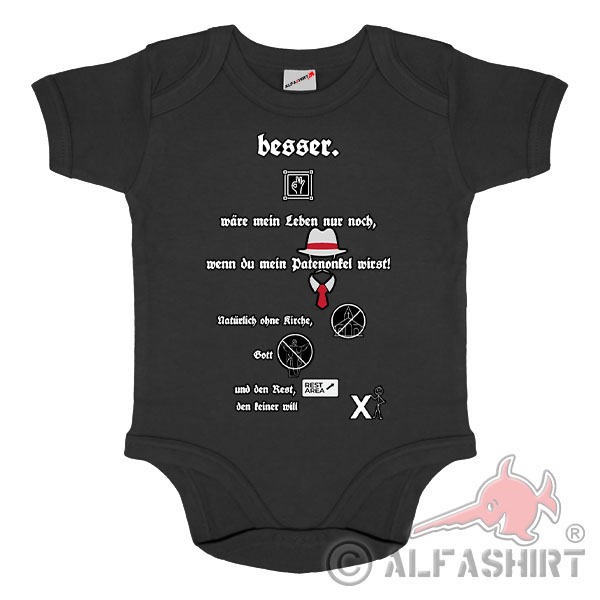 Babybody schwarz besser wäre mein Leben wenn du mein Patenonkel wirst  #42422