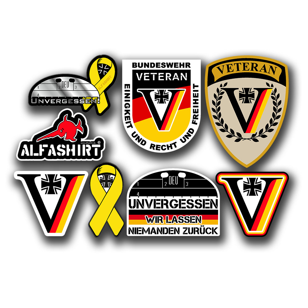 Veteran Aufkleber Set Bundeswehr BW ALFASHIRT Bogen gesamt 30x20cm A7361
