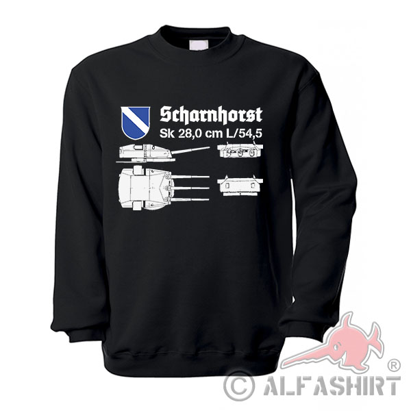 Pullover Schlachtschiff Scharnhorst Türme Schiff Marine Wappen Geschütz #17828