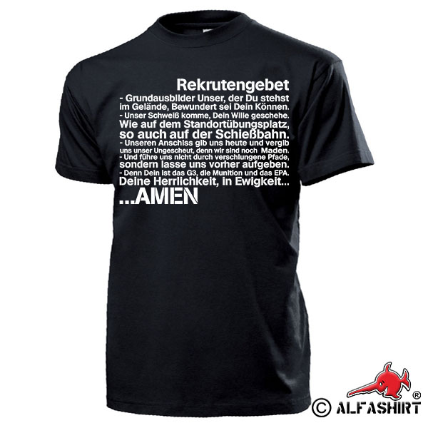 Rekrutengebet BW Grundausbildung Ausbilder Humor Militär Bund T Shirt #15955