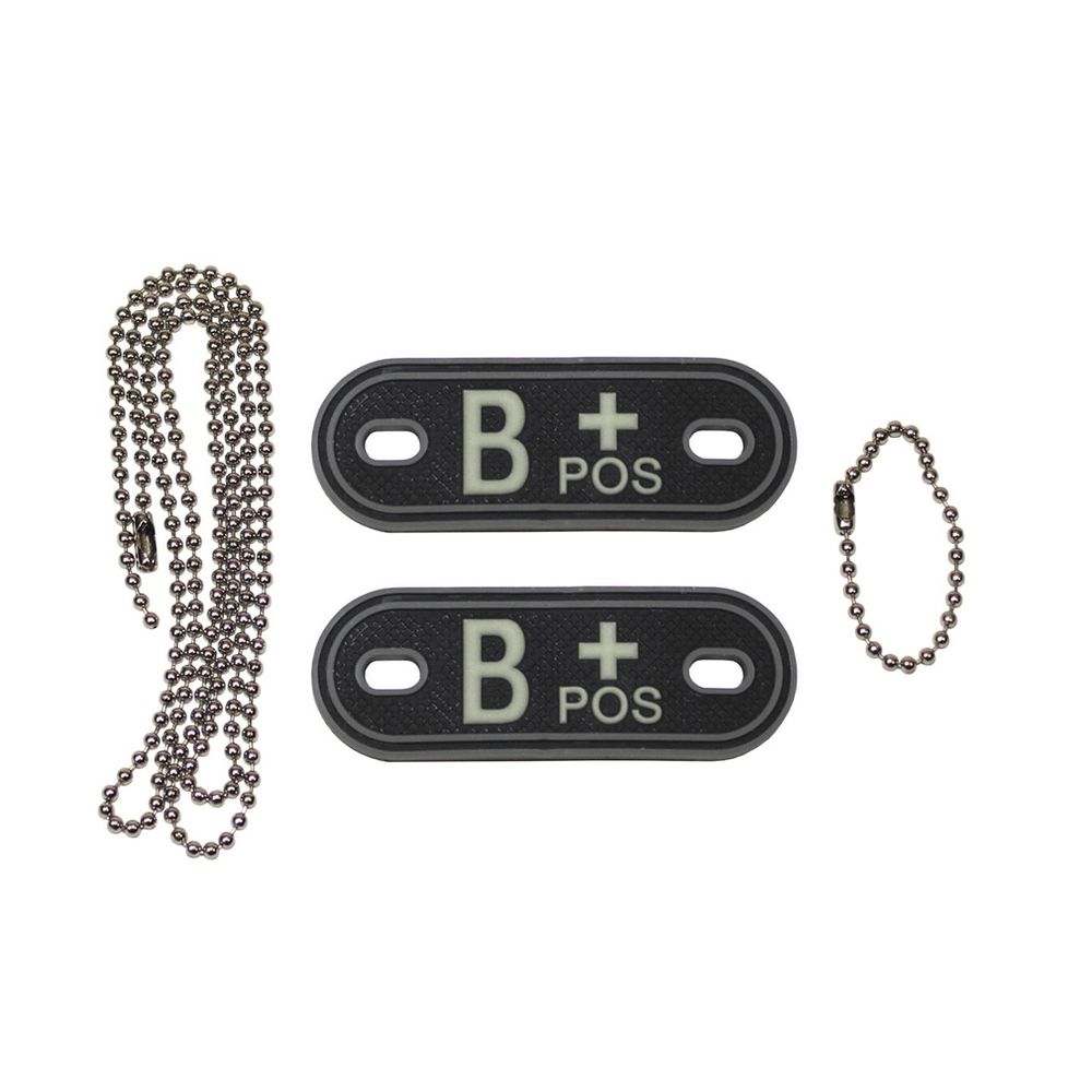 Dog Tag Blutgruppe B+ Pos Positiv Notfall Kette 3d Rubber Us army 2,5x7cm #20491