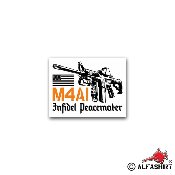 Sticker M4A1Infidel Peacemaker Peace Rifle US Army 9x7cm A2488