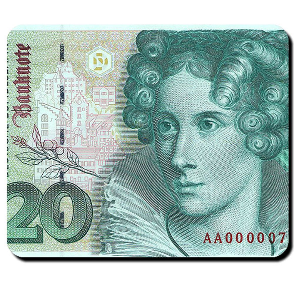 20 Mark German Mark Schein Currency Annette von Droste-Hülshoff Mouse Pad # 16344