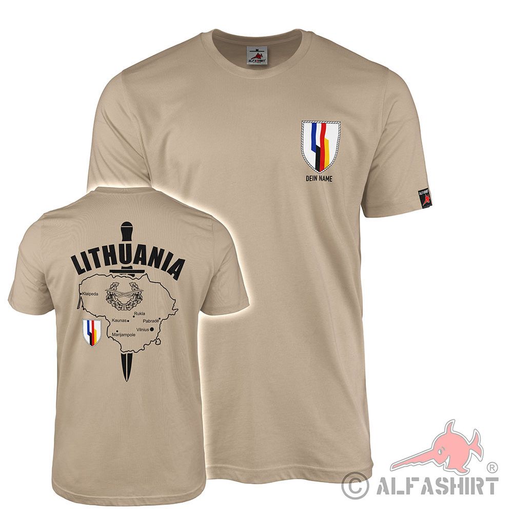 T-Shirt personalisiert Litauen Lithuania DEU FRA Brigade Abzeichen #44481