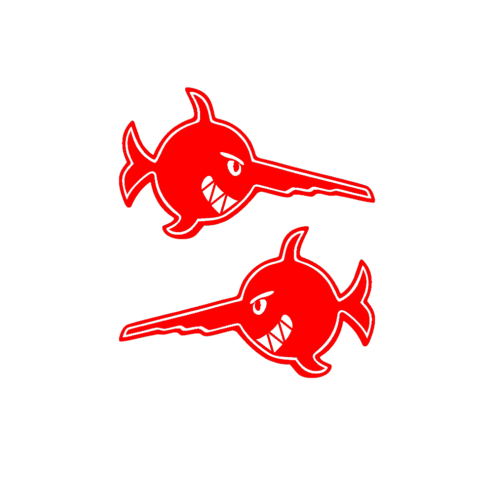 Böser ALFASHIRT Schwertfisch U-Boot U96 Fisch Wappen Aufkleber 2x 35x20 cm A5183