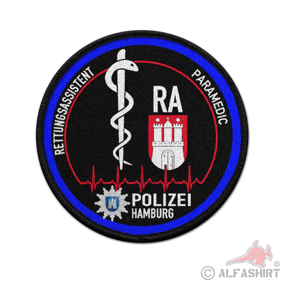 Patch Rund Paramedic RA Polizei Hamburg Rettungsassistent 75mm #38790