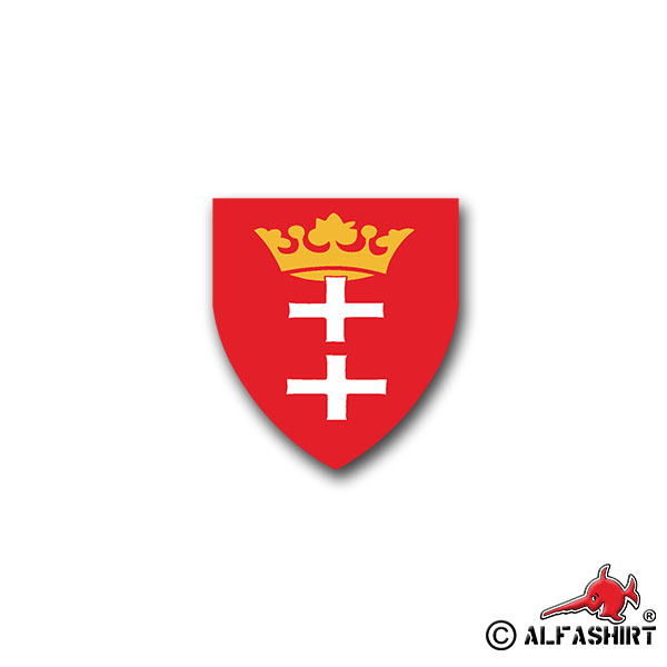 Aufkleber/Sticker Danzig Gdansk Polen Pommern Wappen Abzeichen 6x7cm A1179