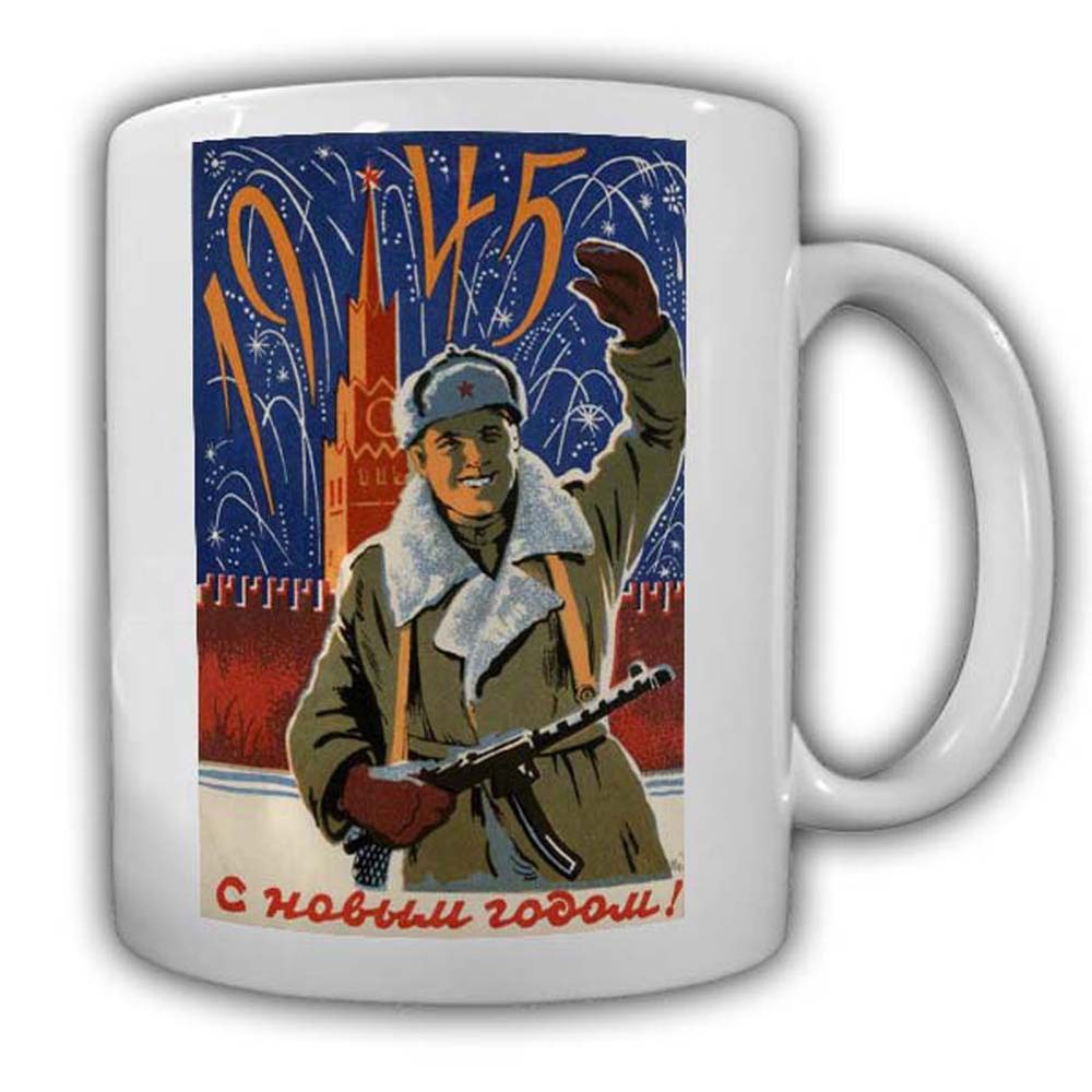 Sowjet Soldaten Tasse Kaffeebecher PPS-43 Russia Roterplatz Silvester #22860