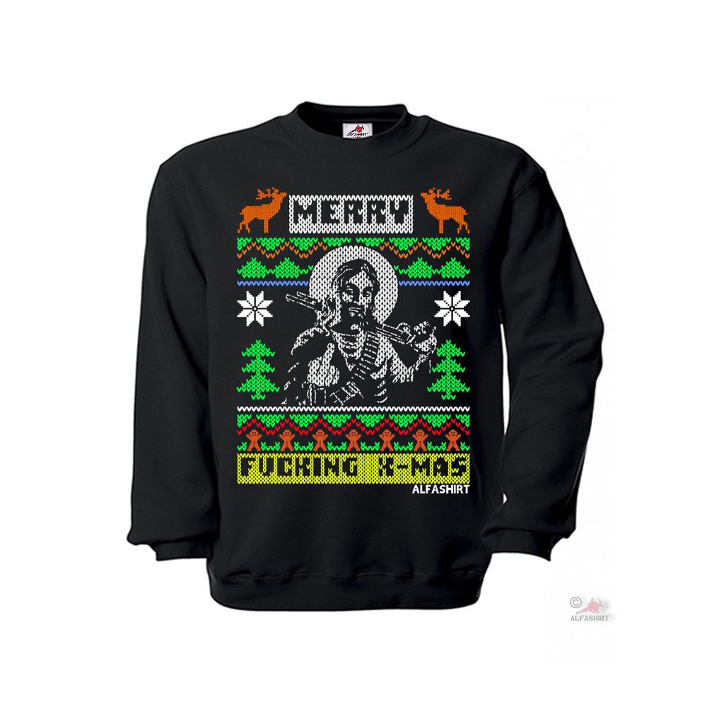 Merry Fucking X-Mas Anti Christmas Christmas Knitting Pattern Pullover # 27221