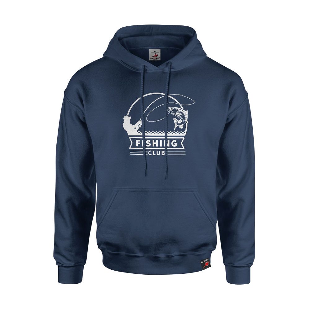 Hoodie navy Fishing Club Angler Fishing Hat Fishing Trout Trout Salmon Fish #26444