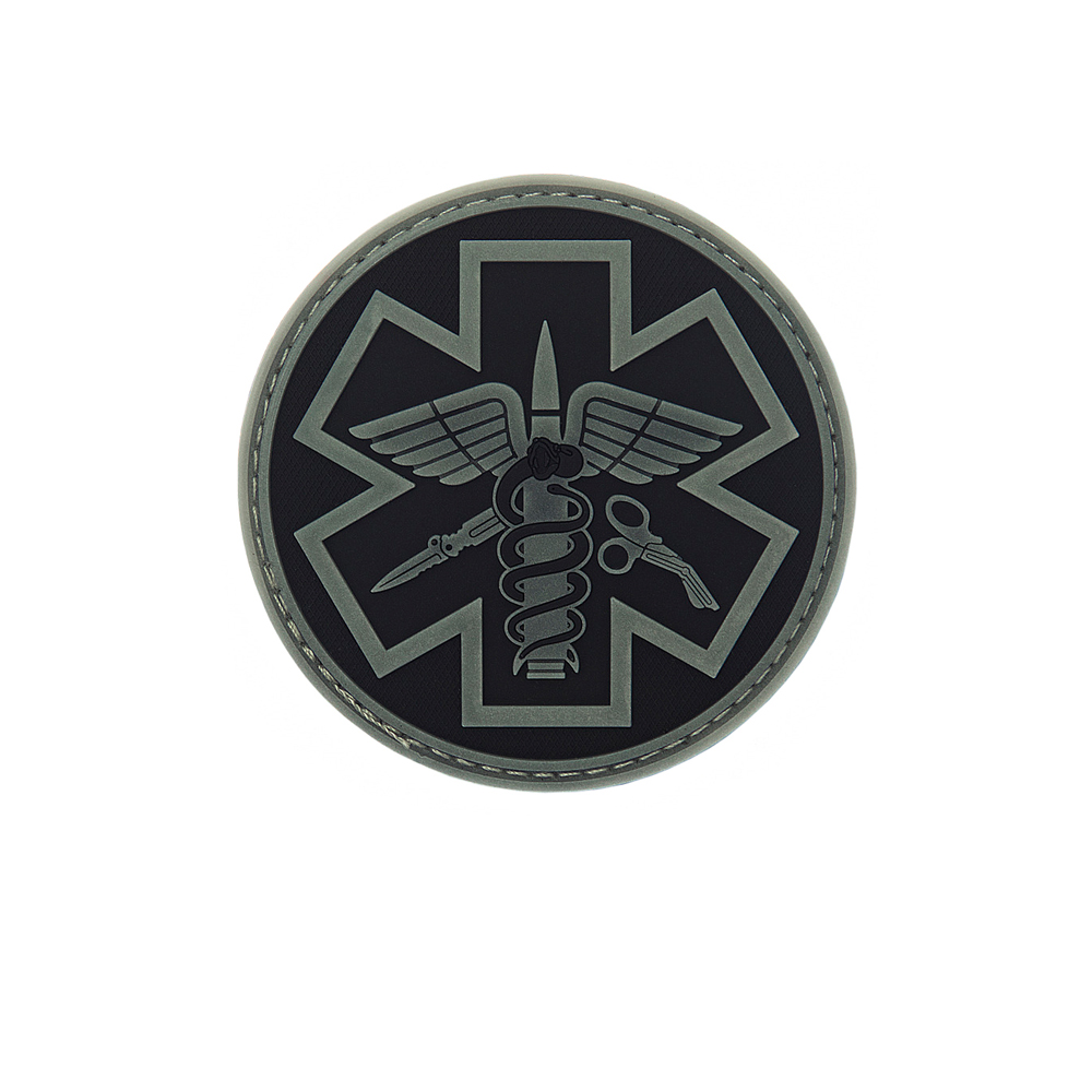 3D Rubber Patch Paramedic Black Grey Military Service Medicaldoc 8x8cm #29031