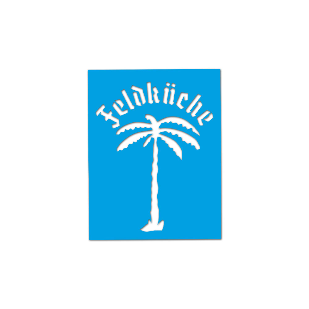 Lackierschablonenaufkleber Afrika Palme Feldküche Typ 3 15x12cm#A7404