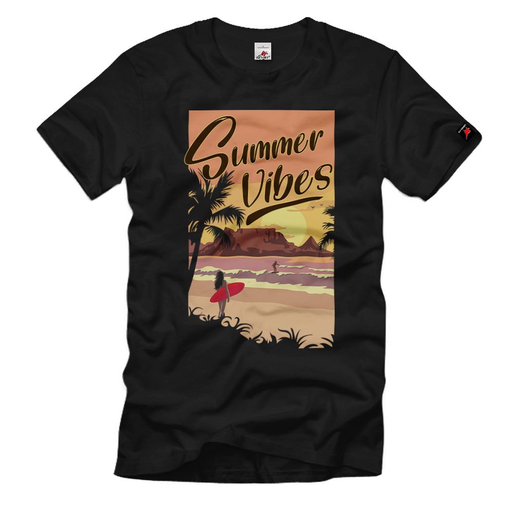 Summer Vibes Sunset Caribbean Surfing Palm Trees Beach Vacation T-Shirt # 37690