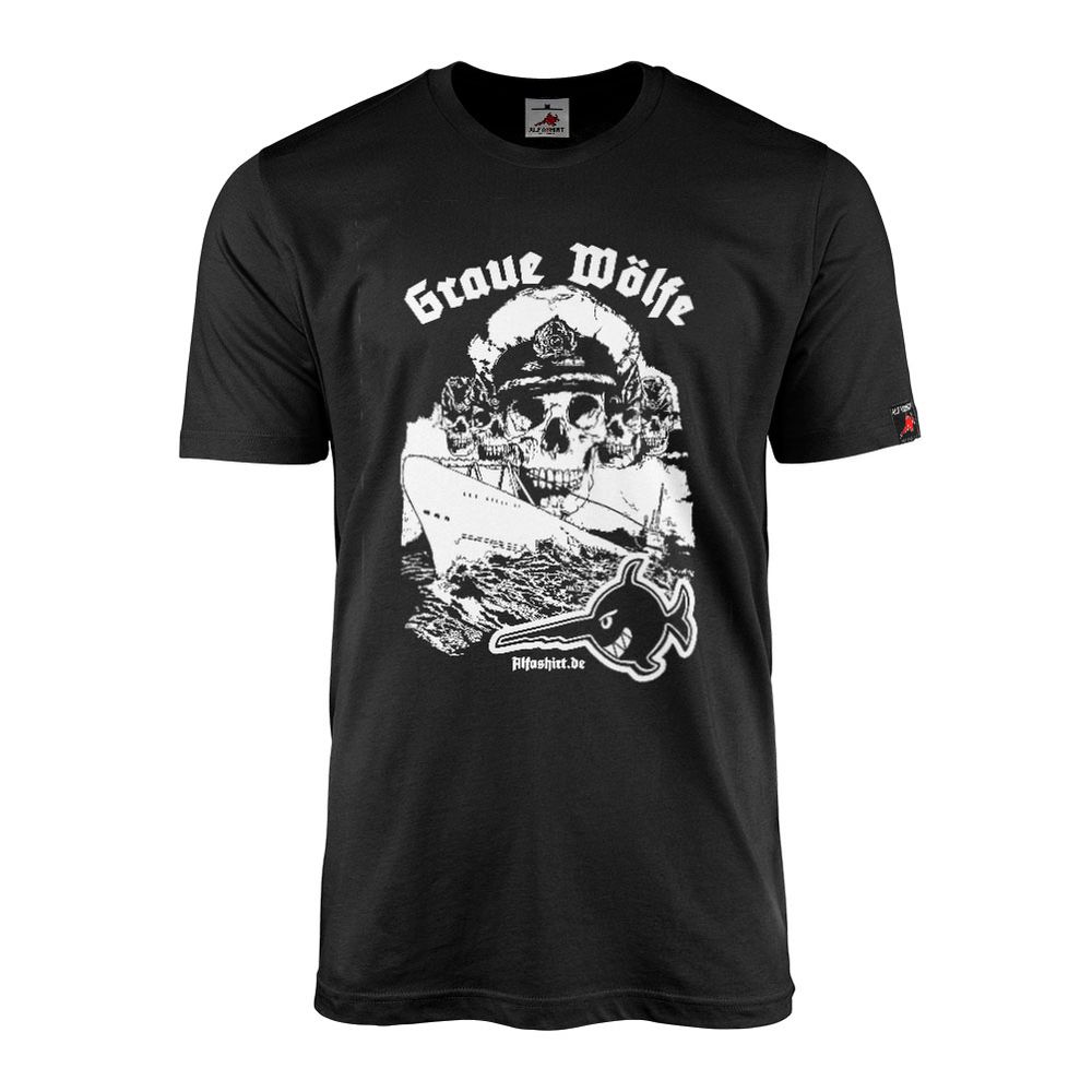 Graue Wölfe U-Boot Totenschädel Sägefisch Schwertfisch Kapitän T-Shirt#13374