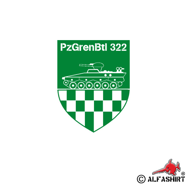 Sticker PzGrenBtl 322 Panzergrenadierbataillon Grenni BW 15x12cm A600