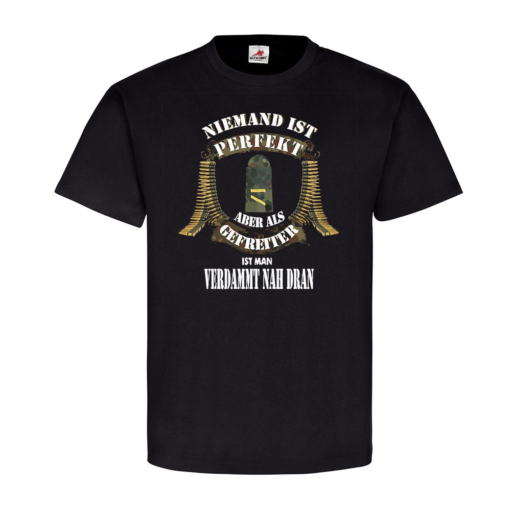 Niemand ist Perfekt Gefreiter (UA) MG Kette Abzeichen Dienstgrad T-Shirt #20600