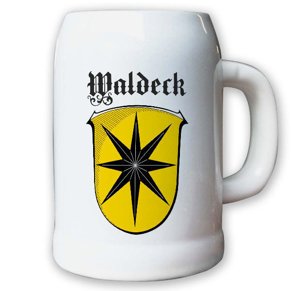 Krug / Bierkrug 0,5l - Waldeck deutsche Geschichte Stadtwappen Wappen #9410 K