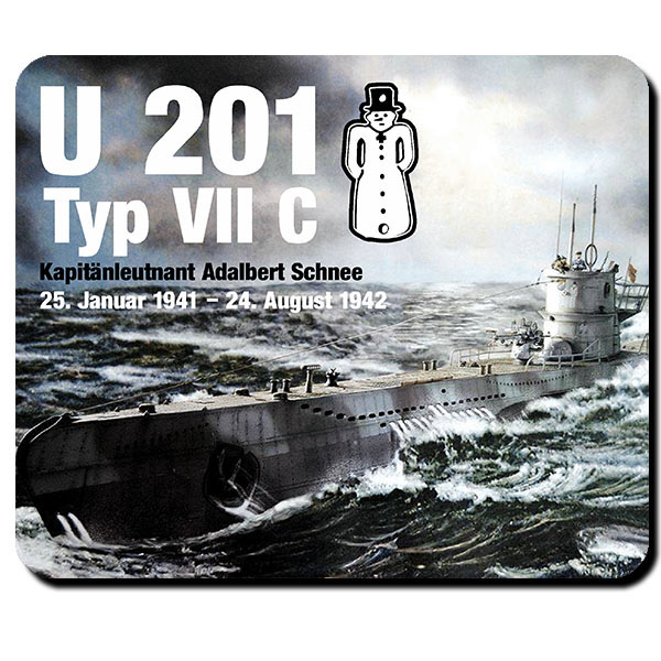 U 201 Kapitänleutnant Adalbert Schnee U-Boot Schneemann - Mauspad #12632 U 201 Kapitänleutnant Adalbert Schnee U-Boot Schneemann - Mauspad #12632