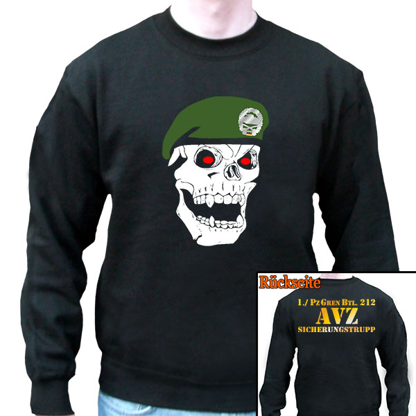 AVZ Sicherungstrupp PzGrenBtl 212 Bundeswehr Totenschädel Barett  Pullover #9583