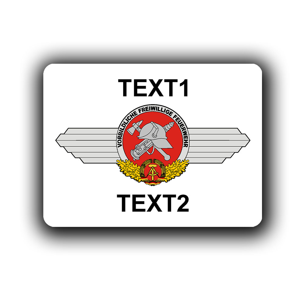 Aufkleber 10x7,5cm personalisiert Freiwillige Feuerwehr DDR Brandschutz  A6354