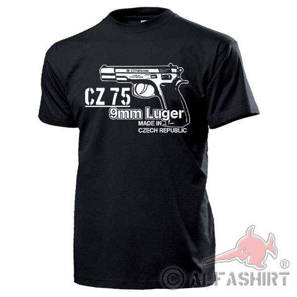 CZ 75 9mm Luger Pistol Sniper Czech Republic Handgun - T Shirt # 17759