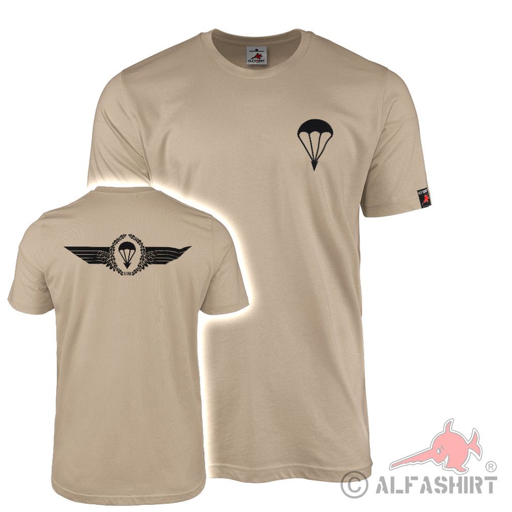 T-Shirt Parachute Round Cap BW Parachutist Badge FschJg #44834