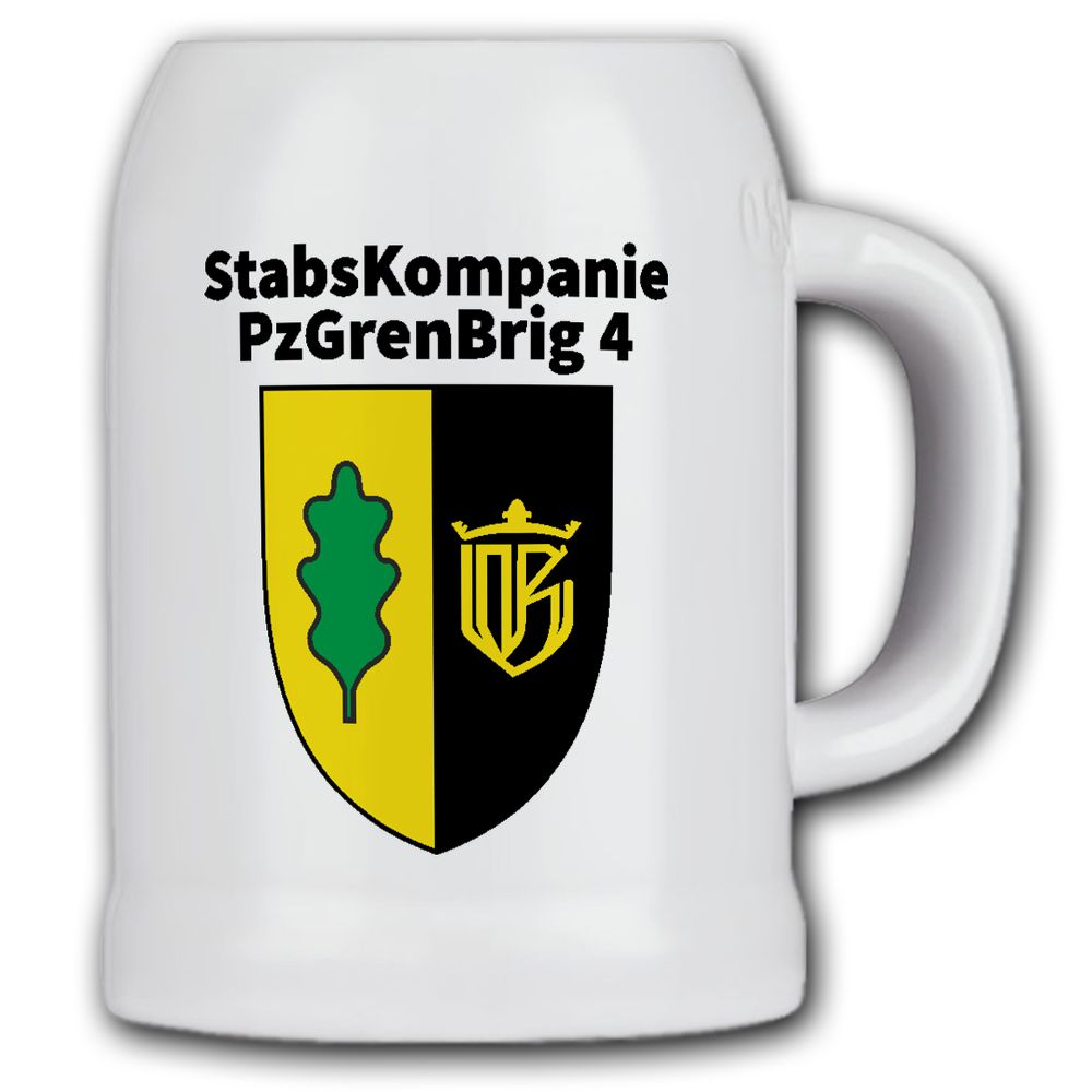 Bierkrug 0,5l - StabsKompanie PzGrenBrig 4 - Panzergrenadier Bundeswehr #13628 