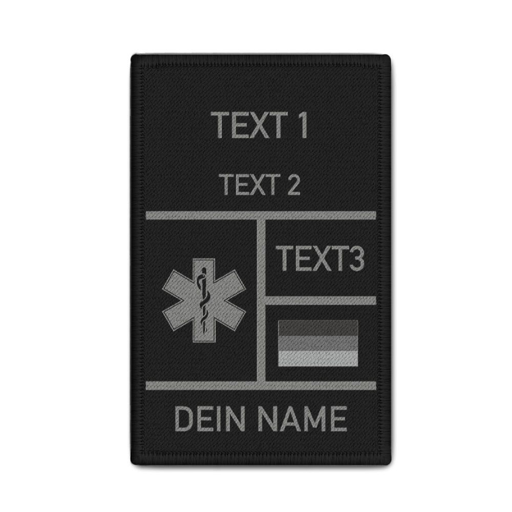 Rank Patch Tarn Schwarz Grau Medic Paramedic Notarzt NotSan RettSan Star #46532