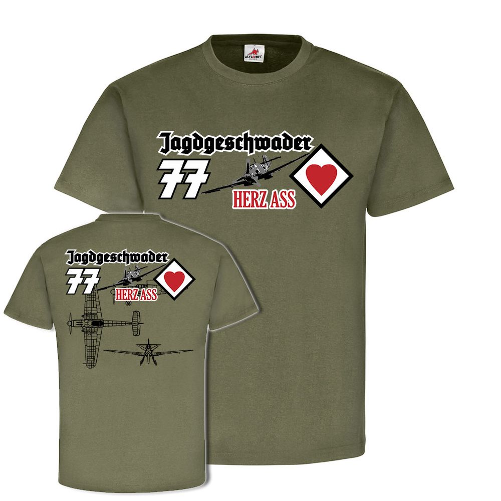 JG 77 Herz Ass Jagdgeschwader Me109 Luftwaffe Jagd-Flugzeug Alfashirt  #21476