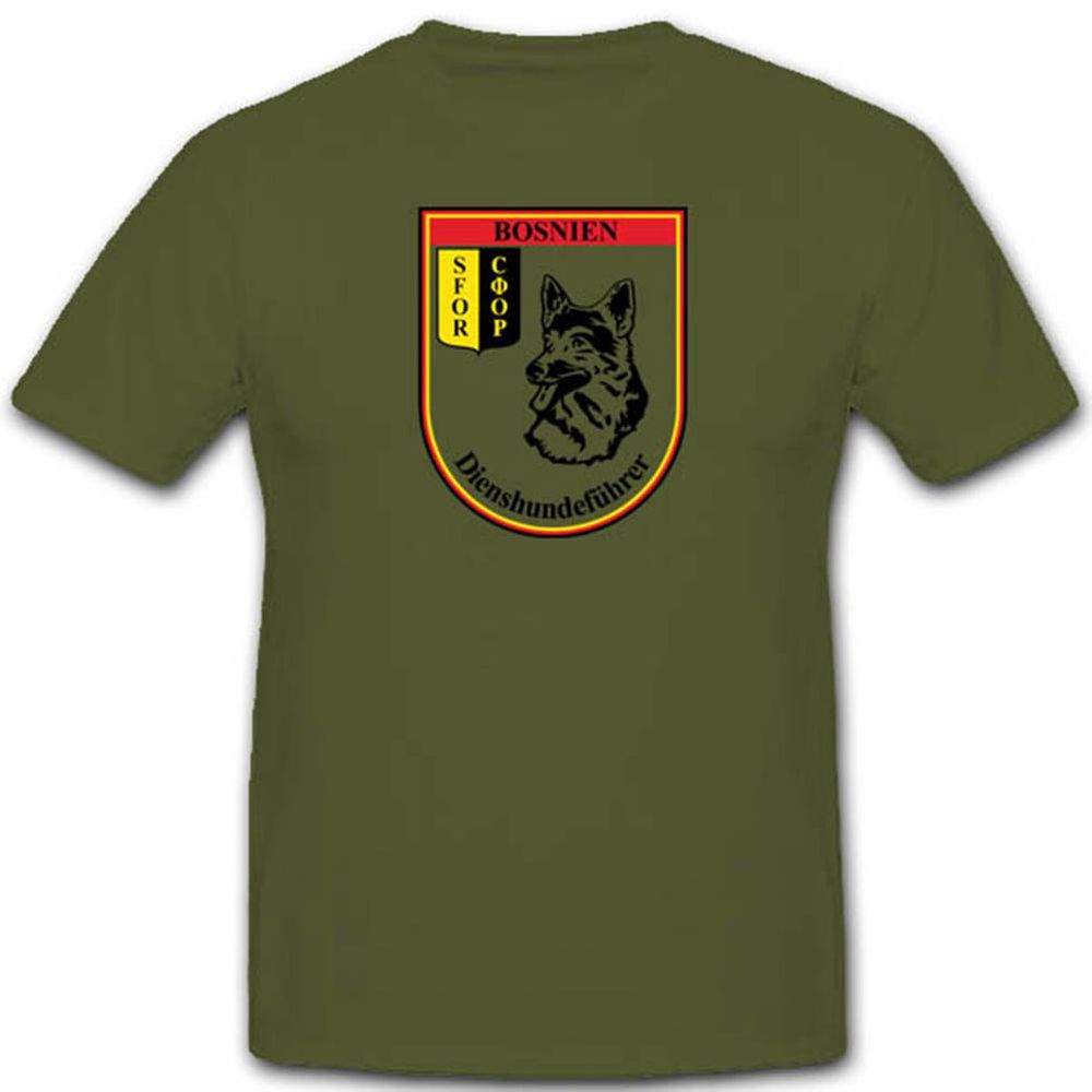 Bosnien Herzegowina Bundeswehr Wappen Schäferhund Dienst Führer - T Shirt #3460