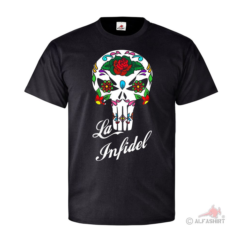 La Infidel Skull Catrina Tactical Skull US Army Retro T-Shirt # 26870