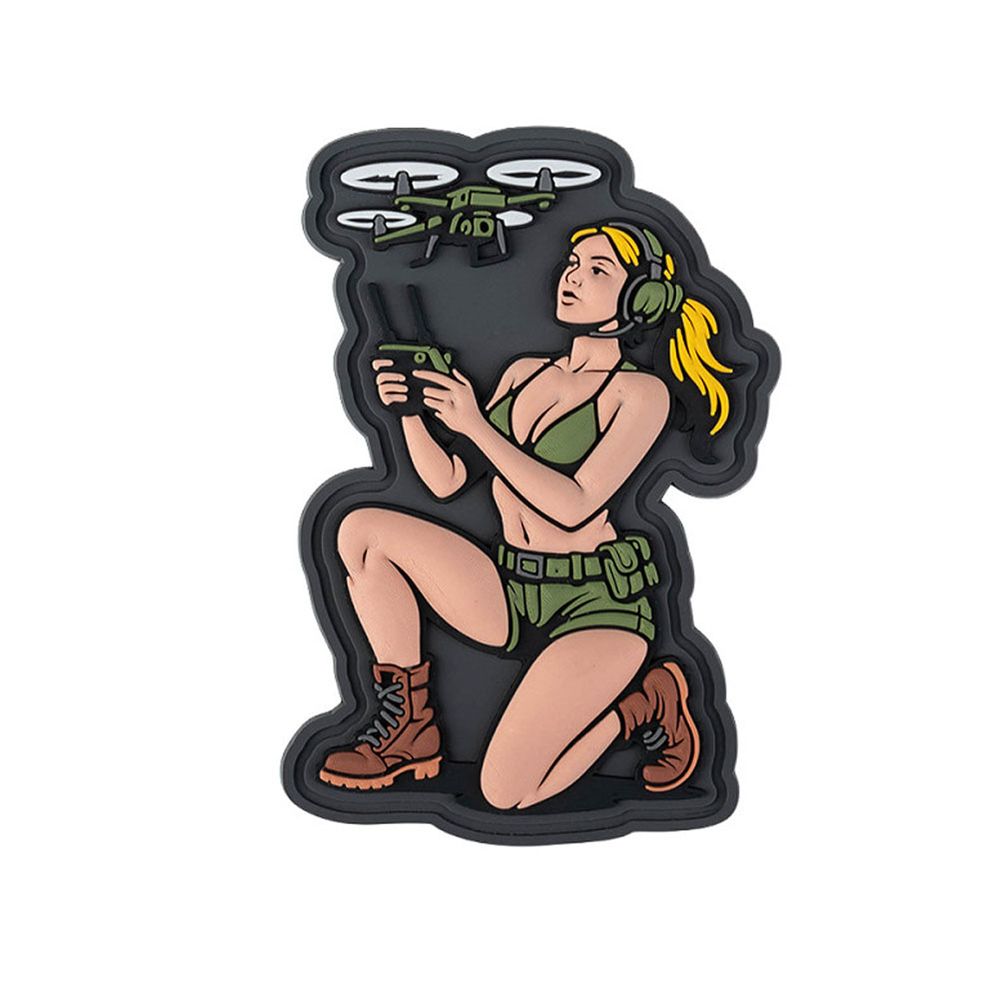 3D PVC Patch 7,6x5,2cm Blonde Girl Drone Drohne Pilot Operator Gear #47978